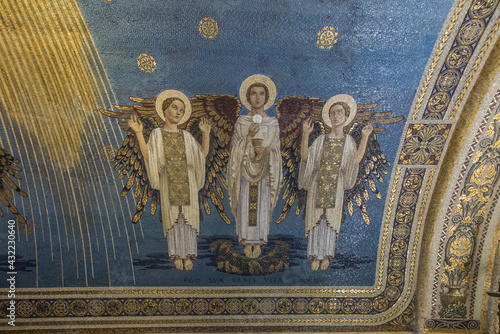 Mount Tabor. Israel. January 27, 2020: Interior of the Transfiguration Church on Mount Tabor