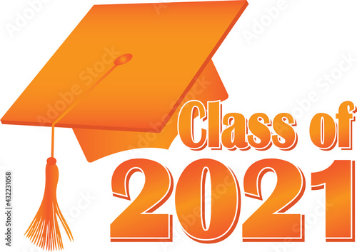 Orange Class of 2021 Graduation Cap