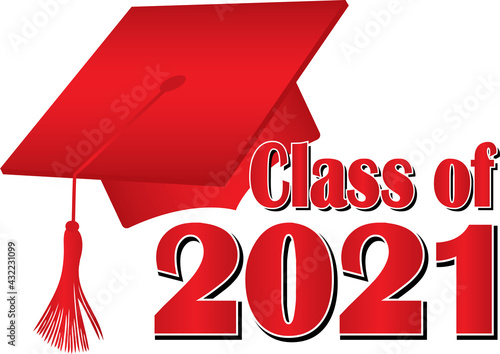Red Class of 2021 Graduation Cap