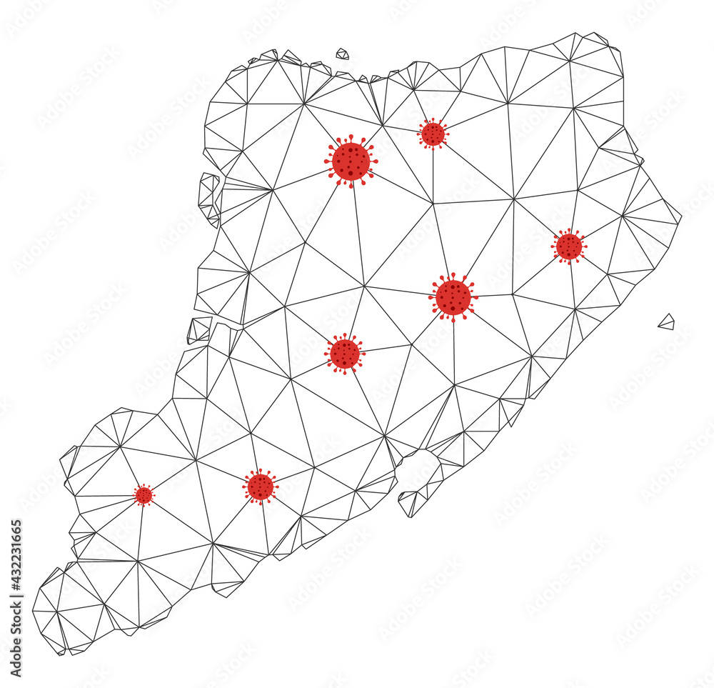 Vetor de Polygonal mesh Staten Island map with coronavirus centers ...