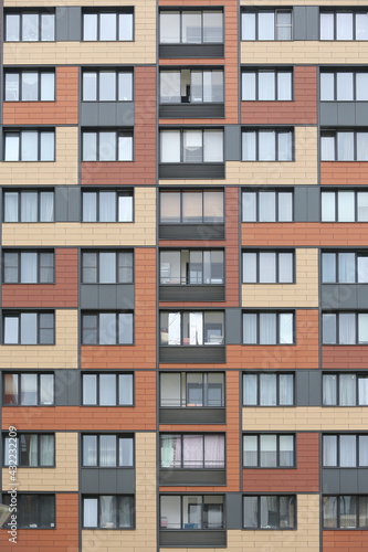 Photography New building facade, house in housing complex Microcity In the forest, Krasnogorsk city, Otradnoye, Moscow region, Russia