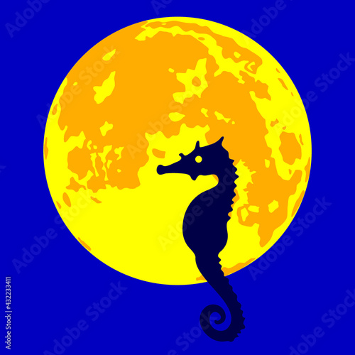 Seahorse and moon