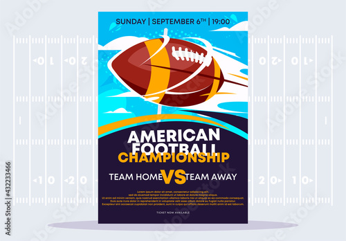 Vector illustration poster template for American football national championship game with soccer ball
