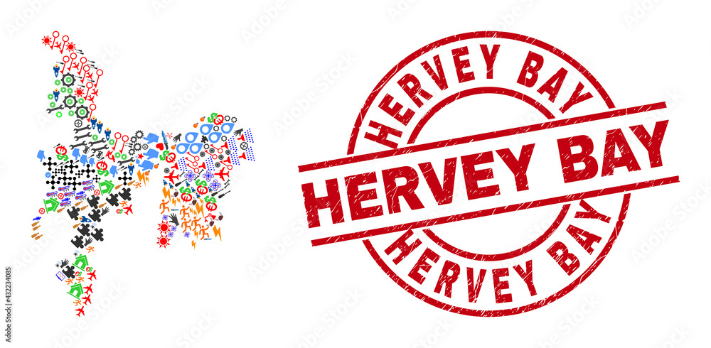 Hamilton Island map collage and rubber Hervey Bay red circle watermark. Hervey Bay badge uses vector lines and arcs. Hamilton Island map mosaic contains markers, homes, lamps, bugs, stars, Hamilton Island map collage and rubber Hervey Bay red circle watermark. Hervey Bay badge uses vector lines and arcs. Hamilton Island map mosaic contains markers, homes, lamps, bugs, stars,