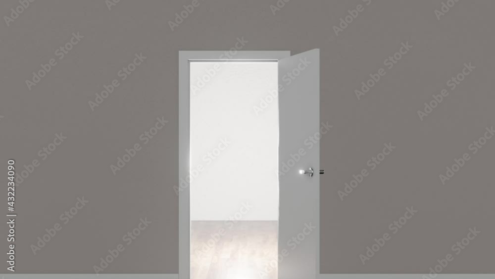 Open door toward new opportunities and new future walking towards the light symbol of hope Open door toward new opportunities and new future walking towards the light symbol of hope