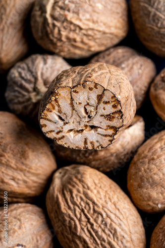 Closeup of whole nutmeg