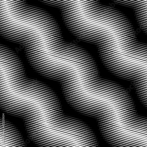 Seamless halftone wavy pattern. Stylish monochrome striped texture. Vector abstract background.