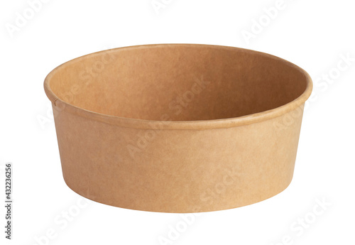 Eco-friendly biodegradable food takeaway container disposable food kraft paper box packaging. Recyclable kraft food package. Clipping Path.