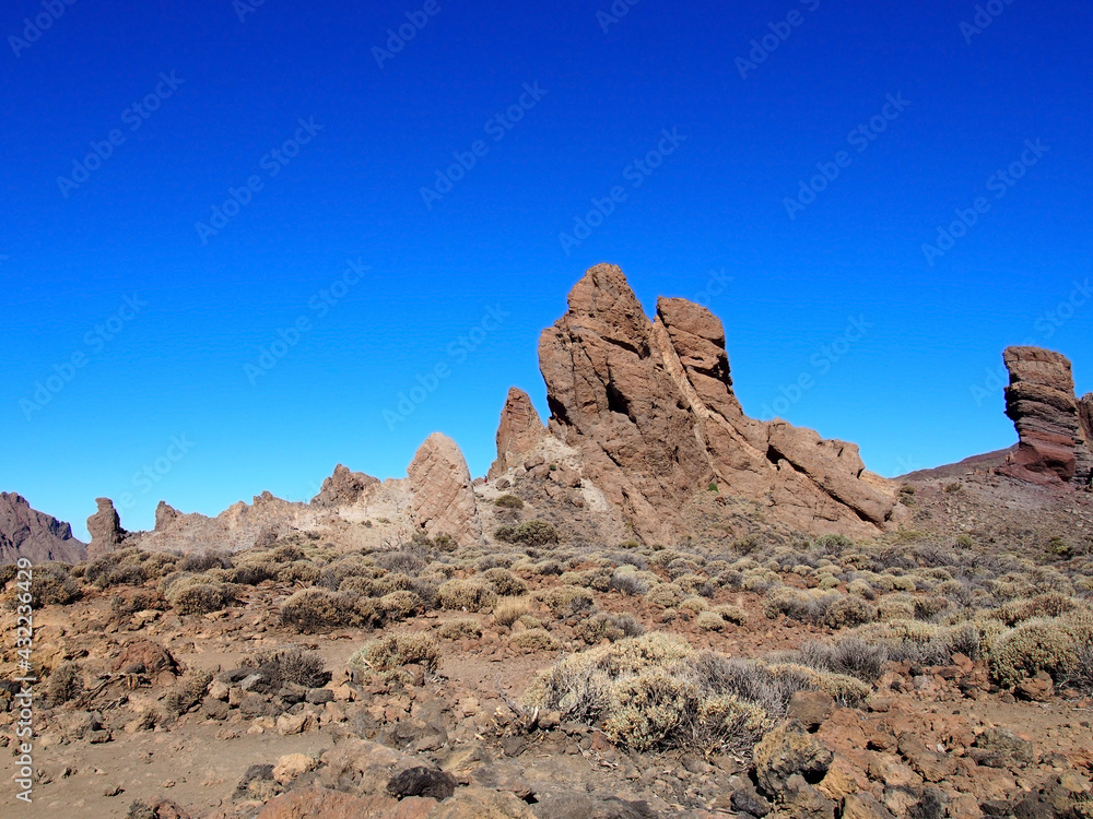volcano and rock formation in teide national park in tenerife