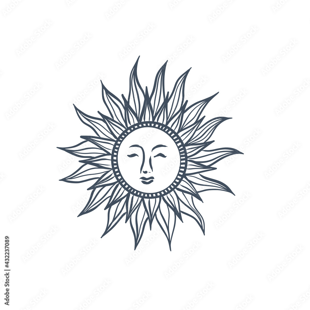 Grey Sun Hand Drawn Illustration Grey Sun Hand Drawn Illustration