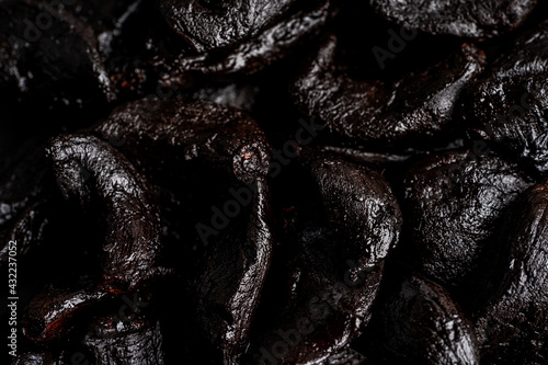 Closeup of black garlic photo