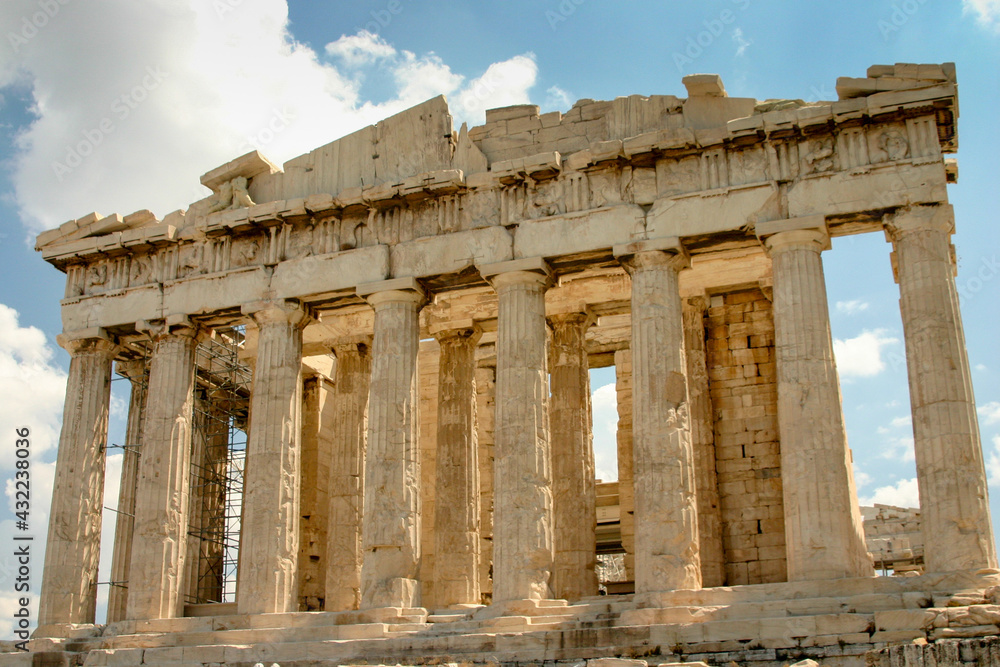 The Ruins in the historical city Athens Greece, the Parthenon, Acropolis, and Mars Hill