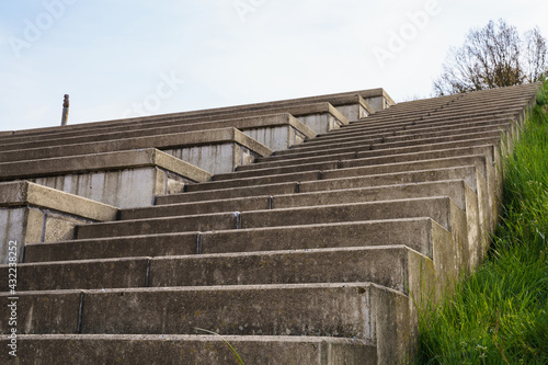Concrete steps in the sports stadium going up.