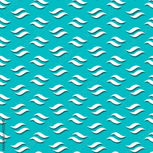 Seamless pattern of white waves on a blue background