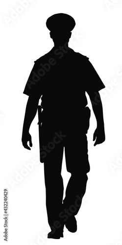 Photo Policeman officer on duty vector silhouette illustration isolated on white background