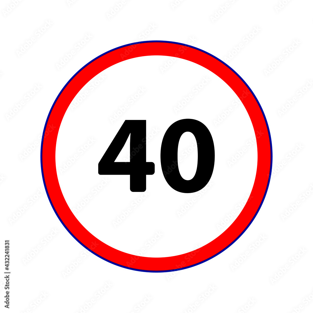 Traffic symbol indicating the 40 KM maximum speed limit. Vector design EPS 10 Traffic symbol indicating the 40 KM maximum speed limit. Vector design EPS 10