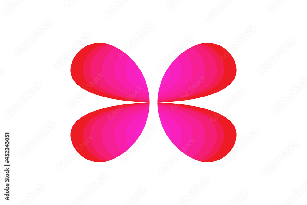 Beautiful Butterfly Wings. Pink Wings Gradient Isolated on White Background. Design Vector Icon Illustration.