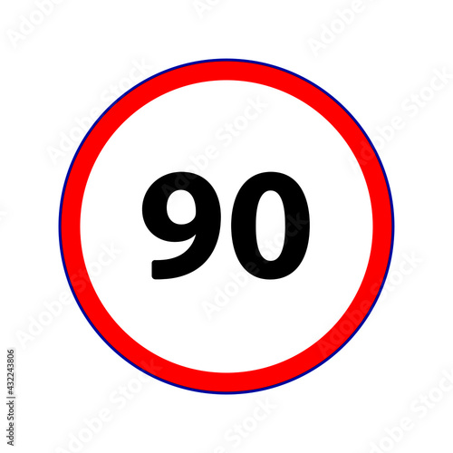 Traffic symbol indicating the 80 KM maximum speed limit. Vector design EPS 10