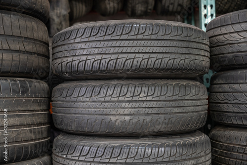 stack of old car or truck tires