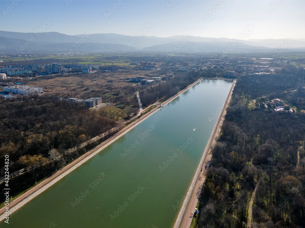 Aerial view of Rowing Venue in city of Plovdiv, Bulgaria