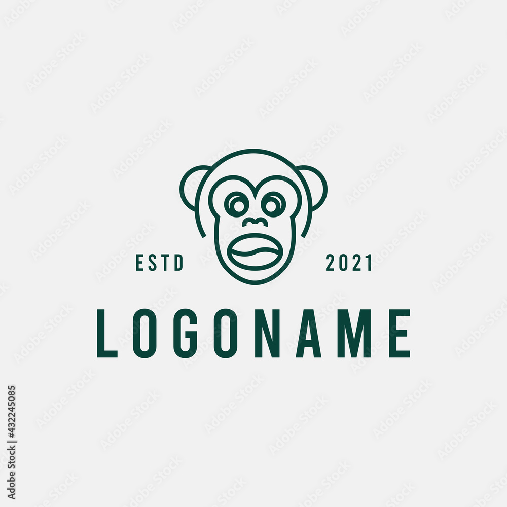 Monkey coffee logo design premium