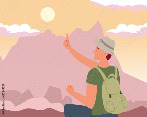 hiker with rucksack