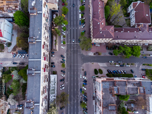 T shaped intersection in the city with buildings