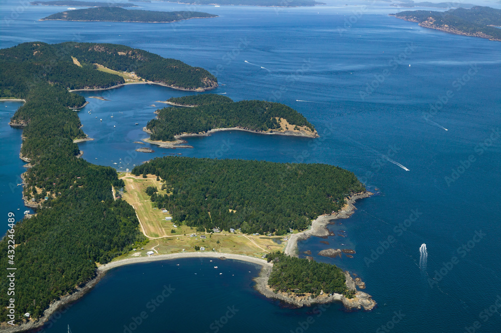 Stock Aerial Photo of Stuart Island San Juan Islands Washington USA