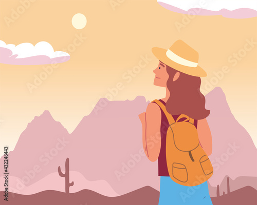 woman desert landscape