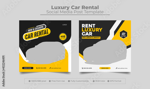 Rent a car social media post and web banner or instagram post bundle template