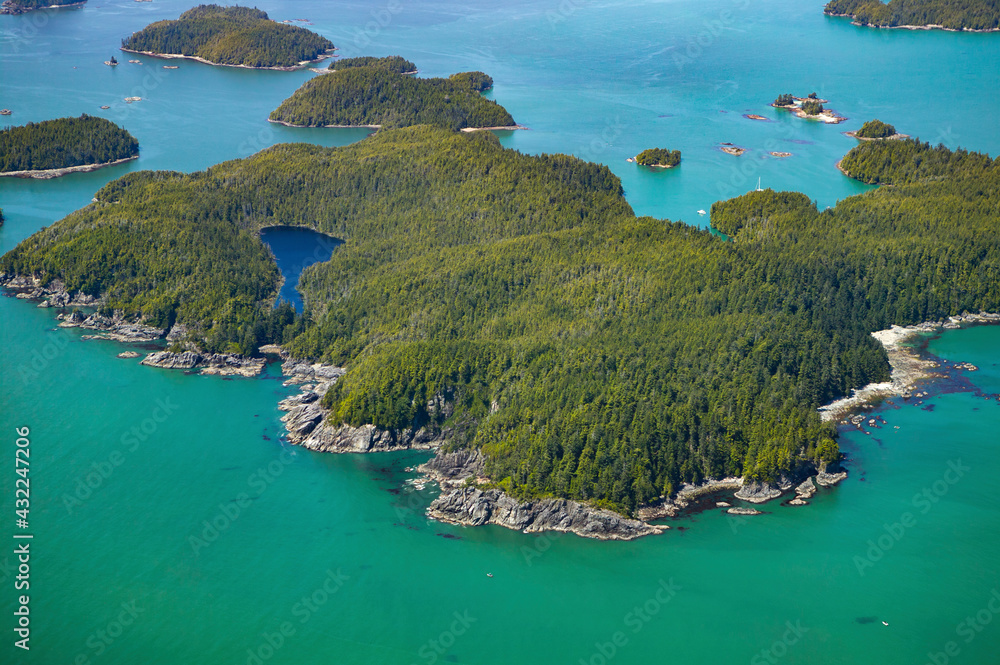 Stock Aerial Photo of the Broken Group Islands West Coast Vancouver Island British Columbia, Canada