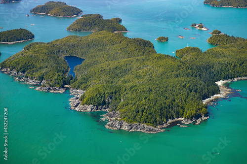 Fototapeta Naklejka Na Ścianę i Meble -  Stock Aerial Photo of the Broken Group Islands West Coast Vancouver Island British Columbia, Canada