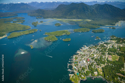 Stock Aerial Photo of Tofino and Clayoquot Sound West Coast Vancouver Island British Columbia, Canada photo