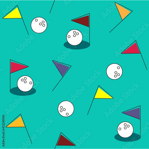 Vector sport equipment, golf image seamless pattern for background, textile, package