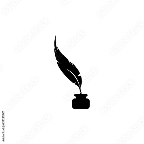 feather pen symbol icon vector logo