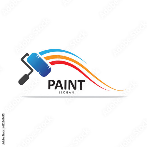 simple colored brush paint symbol vector logo