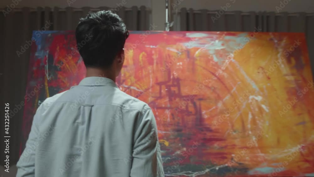 Talented Male Artist Energetically And Violently Using Paint Brush He Creates Modern Masterpiece Of The Painting
Talented Male Artist Energetically And Violently Using Paint Brush He Creates Modern Masterpiece Of The Painting