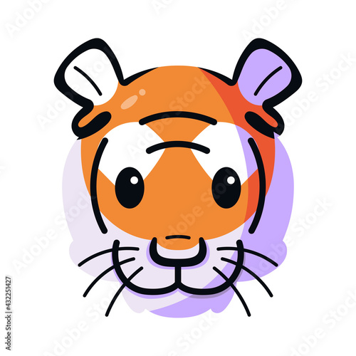 Isolated happy cute tiger avatar