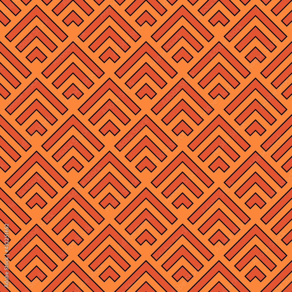 Seamless pattern. Chevrons ornament. Folk motif. Geometric background. Chevron shapes backdrop. Ethnic textile print, web design, abstract. Curves illustration. Angle brackets wallpaper. Vector art. Seamless pattern. Chevrons ornament. Folk motif. Geometric background. Chevron shapes backdrop. Ethnic textile print, web design, abstract. Curves illustration. Angle brackets wallpaper. Vector art.