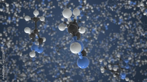 Molecule of Fomepizole. Molecular model, looping seamless 3d animation photo