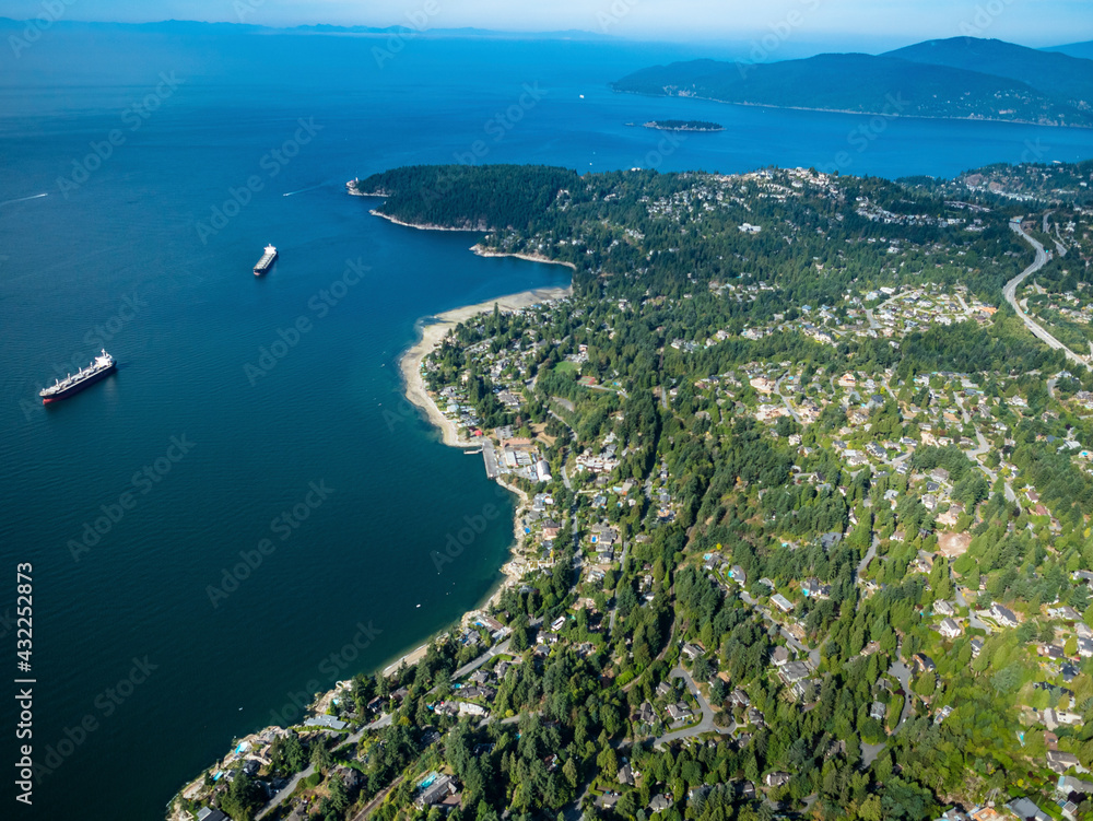 Stock aerial photo of West Vancouver and English Bay  BC, Canada