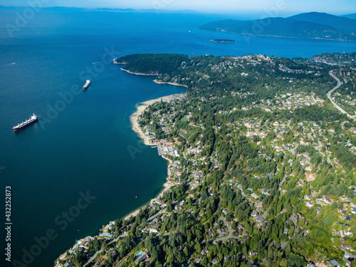 Stock aerial photo of West Vancouver and English Bay BC, Canada