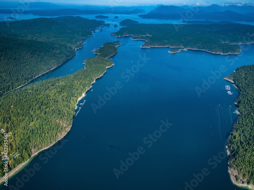 Stock aerial photo of Sunshine Coast, Okeover Arm BC, Canada