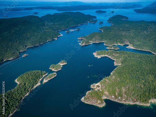 Stock aerial photo of Sunshine Coast, Okeover Arm BC, Canada