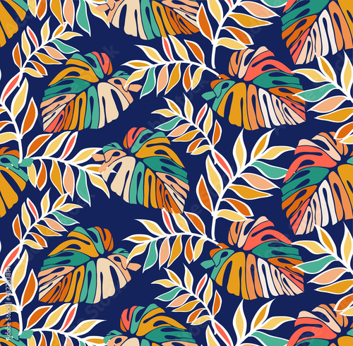 tropical pattern with multicolored hand drawn elements and funny background. pattern for fashion and decoration