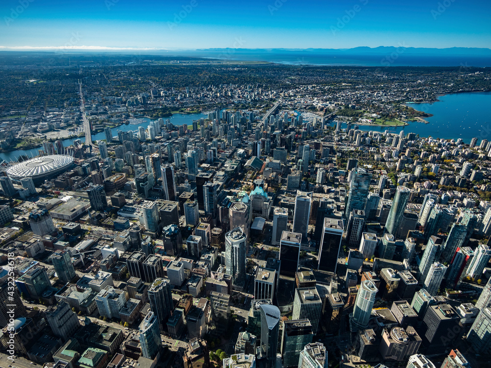 Obraz premium Stock aerial photo of Downtown Vancouver BC, Canada