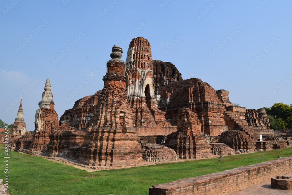 Ruins of the ancient temple in Wat Phra Mahathat complex Ayutthaya Thailand Ruins of the ancient temple in Wat Phra Mahathat complex Ayutthaya Thailand