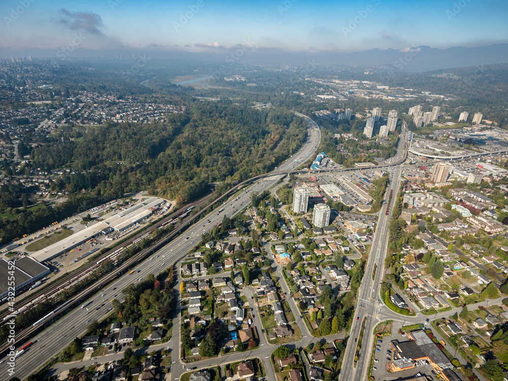 Stock aerial photo of Lougheed and Highway  Coquitlam, Canada