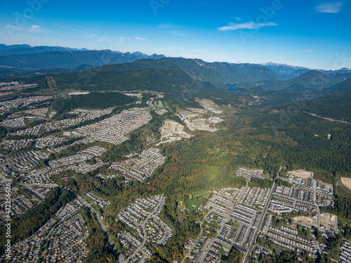 Stock aerial photo of Burke Mountain Port Coquitlam, Canada