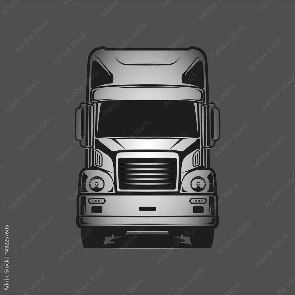 retro truck logo vector black and grey front view illustration retro truck logo vector black and grey front view illustration